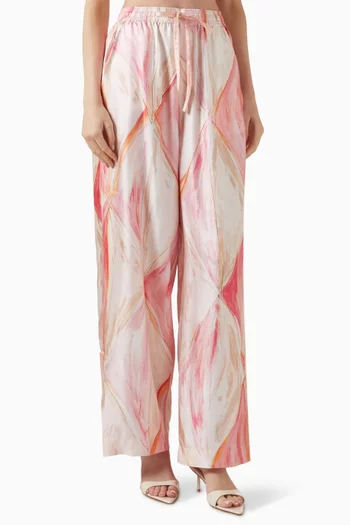 بنطال مانويلا بقصة فضفاضة حرير