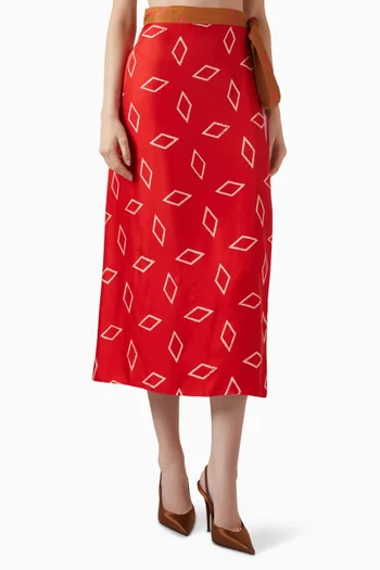 تنورة أنتونيلا متوسطة الطول حرير