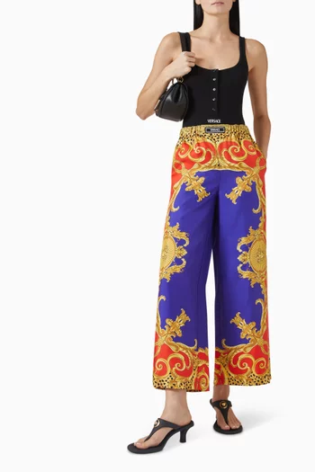 Rock 'n' Royalty Cheetah Barocco-print Pants in Silk-twill
