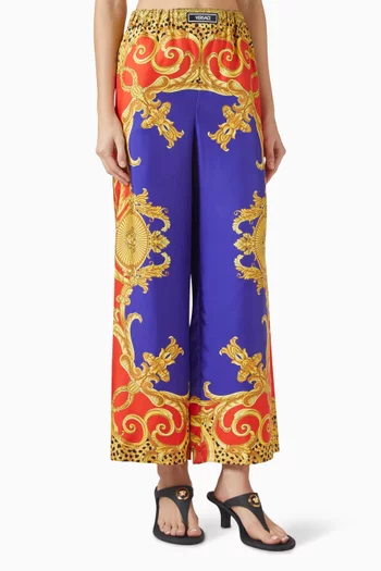 Rock 'n' Royalty Cheetah Barocco-print Pants in Silk-twill