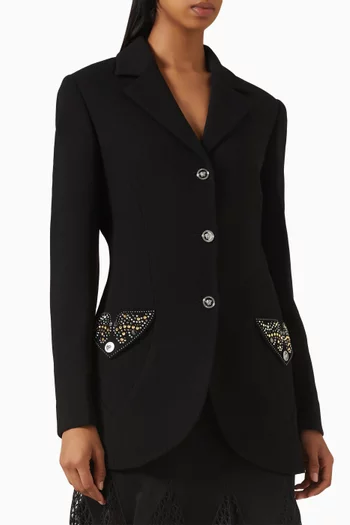 جاكيت مطرز بحلي معدنية صوف بكر