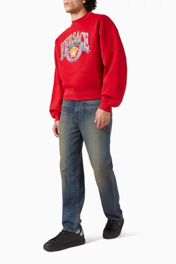 سويت شيرت بشعار الماركة مطرز بالترتر قطن