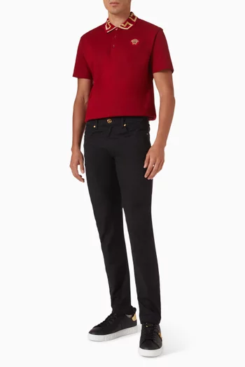 Greca Polo Shirt in Cotton Piqué