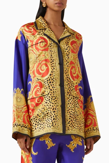 Cheetah Barocco Shirt in Silk Twill