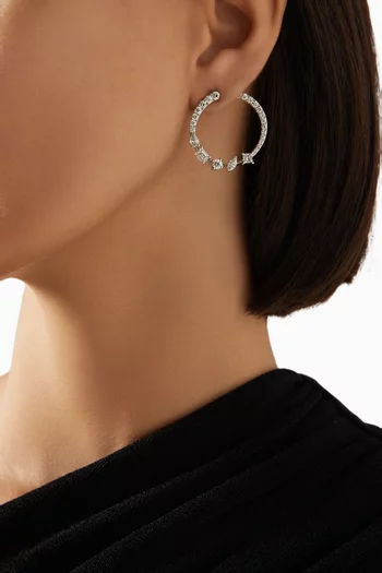 Mixed Shape Diamond Hoop Earrings in 18kt White Gold