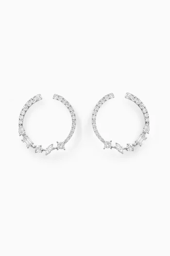Mixed Shape Diamond Hoop Earrings in 18kt White Gold