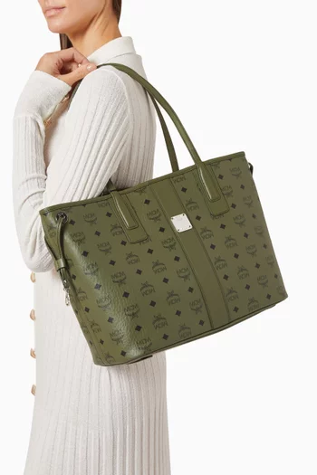 Small Liz Shopper in Visetos & Cotton Canvas