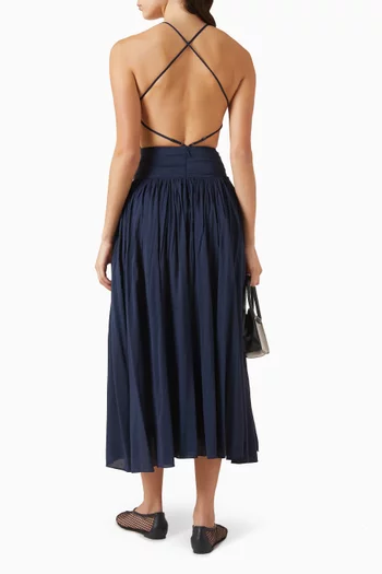 فستان بيرليت طويل مزيج قطن