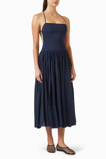 فستان بيرليت طويل مزيج قطن