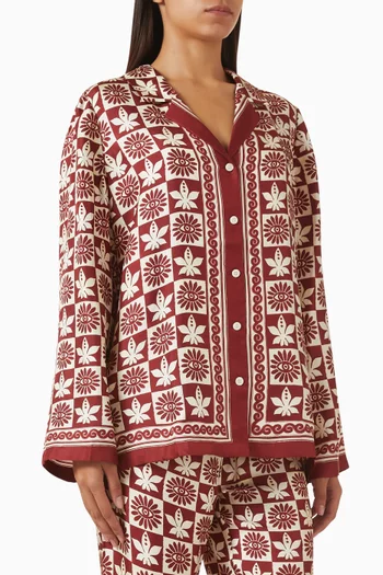 قميص كانتا بنقشة زهور وعيون حرير