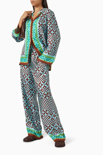 بنطال بالينتا مزين بنقشة حرير