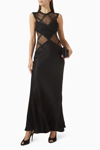 Rimela Lace-panel Dress in Satin