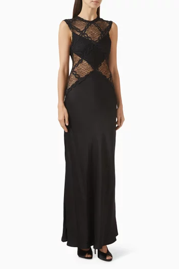 Rimela Lace-panel Dress in Satin