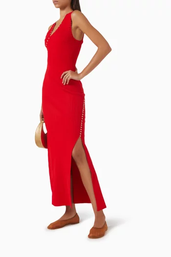 فستان ريتانا طويل بتصميم غير متماثل منسوج