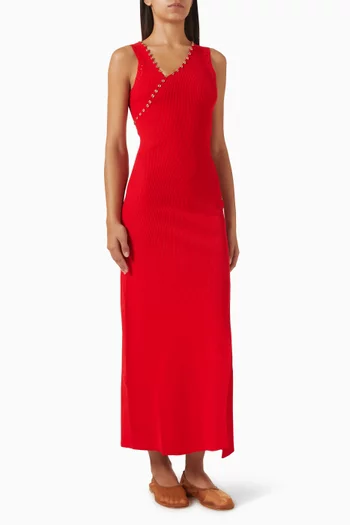 فستان ريتانا طويل بتصميم غير متماثل منسوج