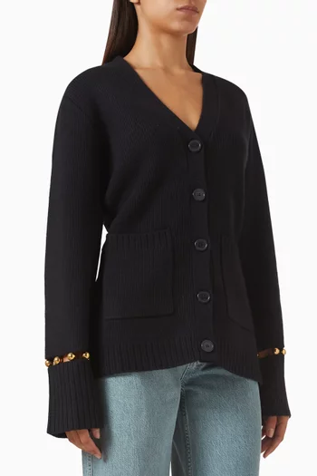 كارديغان مولينو مطرز بالخرز منسوج