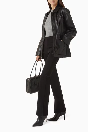 جاكيت بخصر ضيق جلد