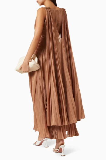 Memento Pleated Cape Gown