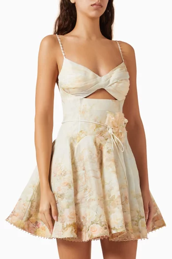 Twist-front Mini Dress in Linen Blend