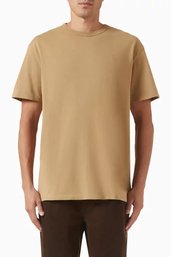 تي شيرت مطرز بشعار الماركة قطن وجيرسه