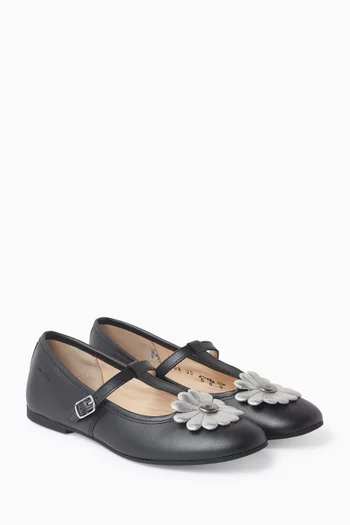Dory Flower Ballet Flats in Leather