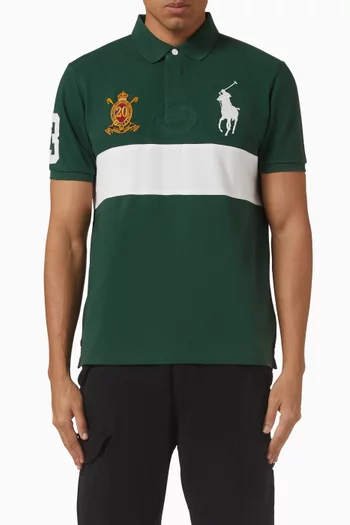 Diagonal Stripe Big Pony Polo Shirt in Cotton