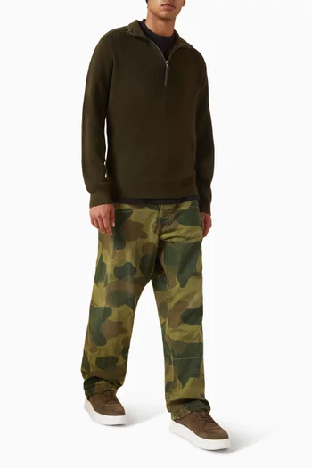 بنطال كارغو مريح بنقشة مموهة قطن