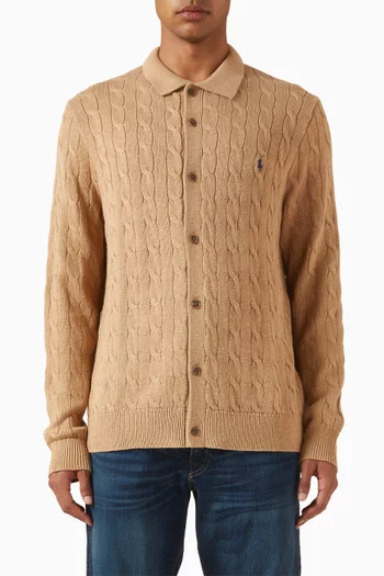 Cable-knit Cardigan in Cotton