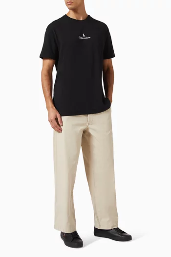 تي شيرت بتطريز شعار الماركة قطن