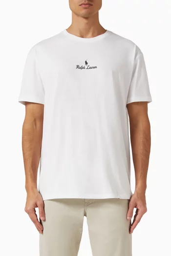 تي شيرت بتطريز شعار الماركة قطن