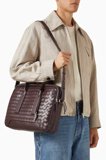 Getaway Briefcase in Intrecciato Leather