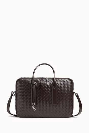 Getaway Briefcase in Intrecciato Leather