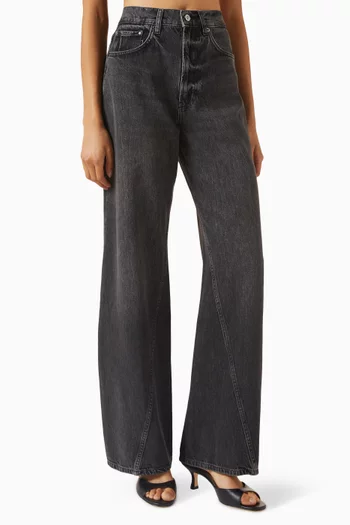 بنطال جينز بري بقصة ساق واسعة دينم