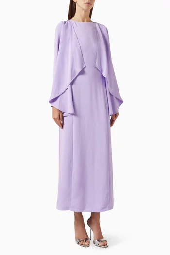 فستان بقصة على شكل حرف A‏ وكشكش كريب