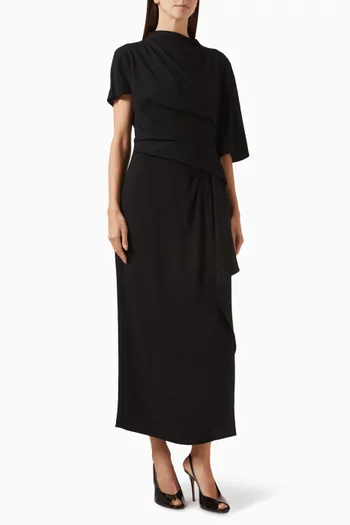 Asymmetric Slit Dress in Rayon Blend