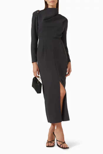 Button Slit Midi Dress