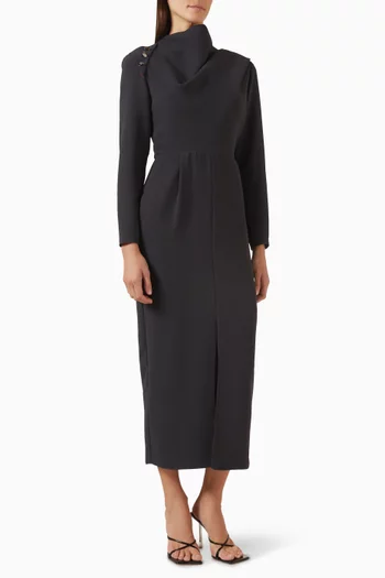 Button Slit Midi Dress