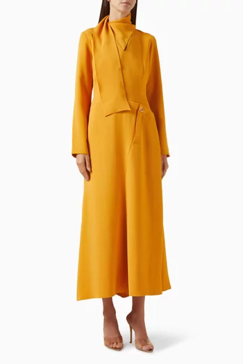 Scarf-neck Midi Dress