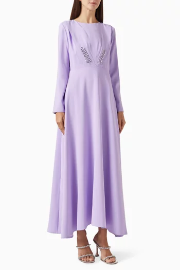 فستان مطرز بالأحجار كريب