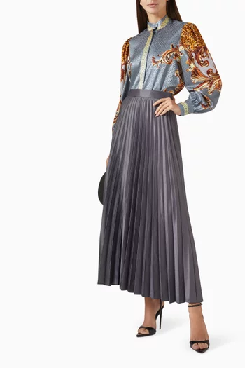 Printed Stand-collar Blouse