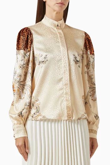 Printed Stand-collar Blouse