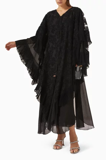 Floral Applique Cape Abaya