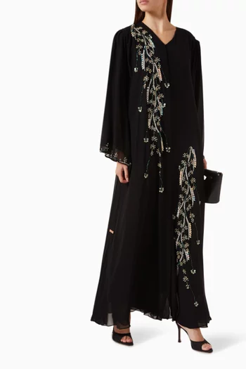 Bead-embellished Abaya in Chiffon