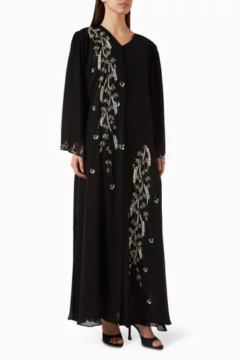 Bead-embellished Abaya in Chiffon
