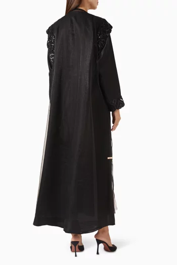 Bead Embellished 2-piece Abaya Set in Taffeta