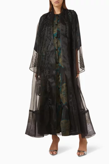 Embellished 2-piece Abaya Set in Organza