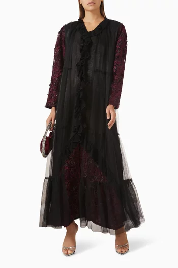 Embellished 2-piece Abaya Set in Tulle