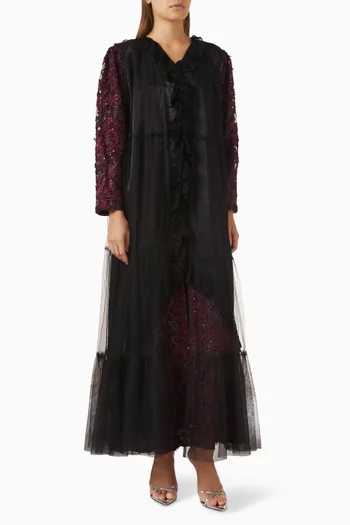 Embellished 2-piece Abaya Set in Tulle