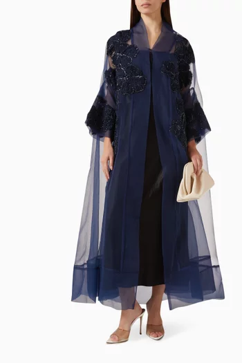 Floral-embellished Abaya in Organza