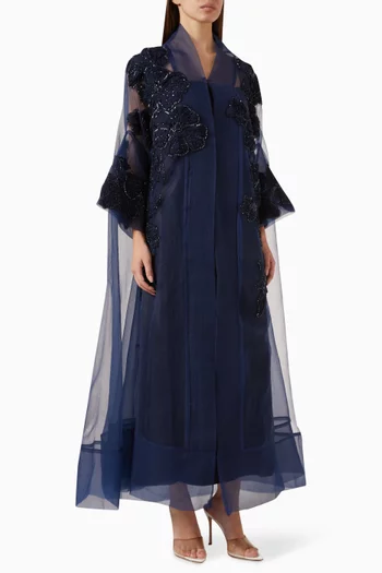 Floral-embellished Abaya in Organza